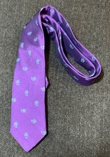 IKE BEHAR hand Made In USA Purple Silk Paisley Men’s Necktie