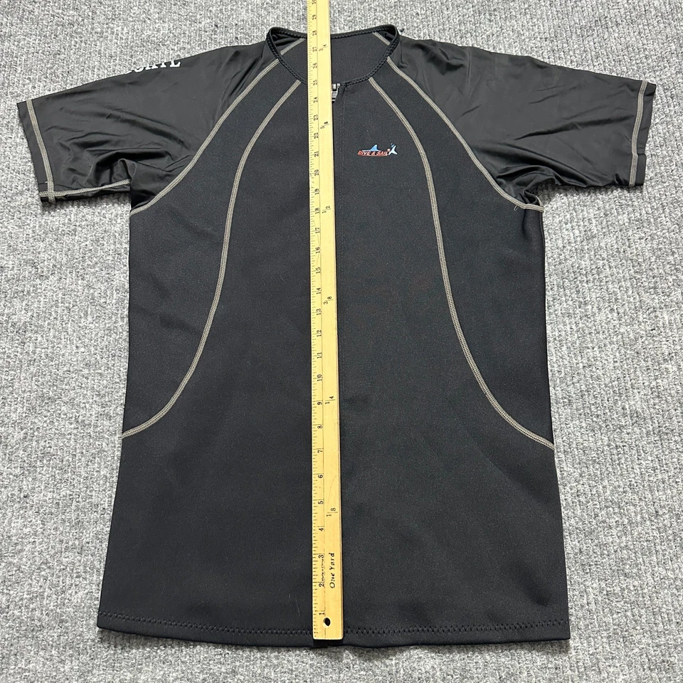 Dive & Sail Mens Rash Guard Shirt Size 2XL Black Short Sleeve Zip Swim Surf Top - Image 2 of 4