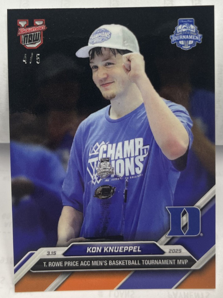 Kon Knueppel 2024-25 Topps Bowman U Now #86 ACC Tournament MVP Duke Orange#d 4/5