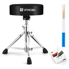 Vangoa Drum Throne, Padded Drum Stool Seat Double Braced Adjustable Folding Drum