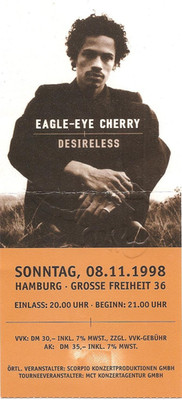 Eagle-Eye Cherry  In Concert 1998 Hamburg Ticket / Konzertkarte / Eintrittskarte