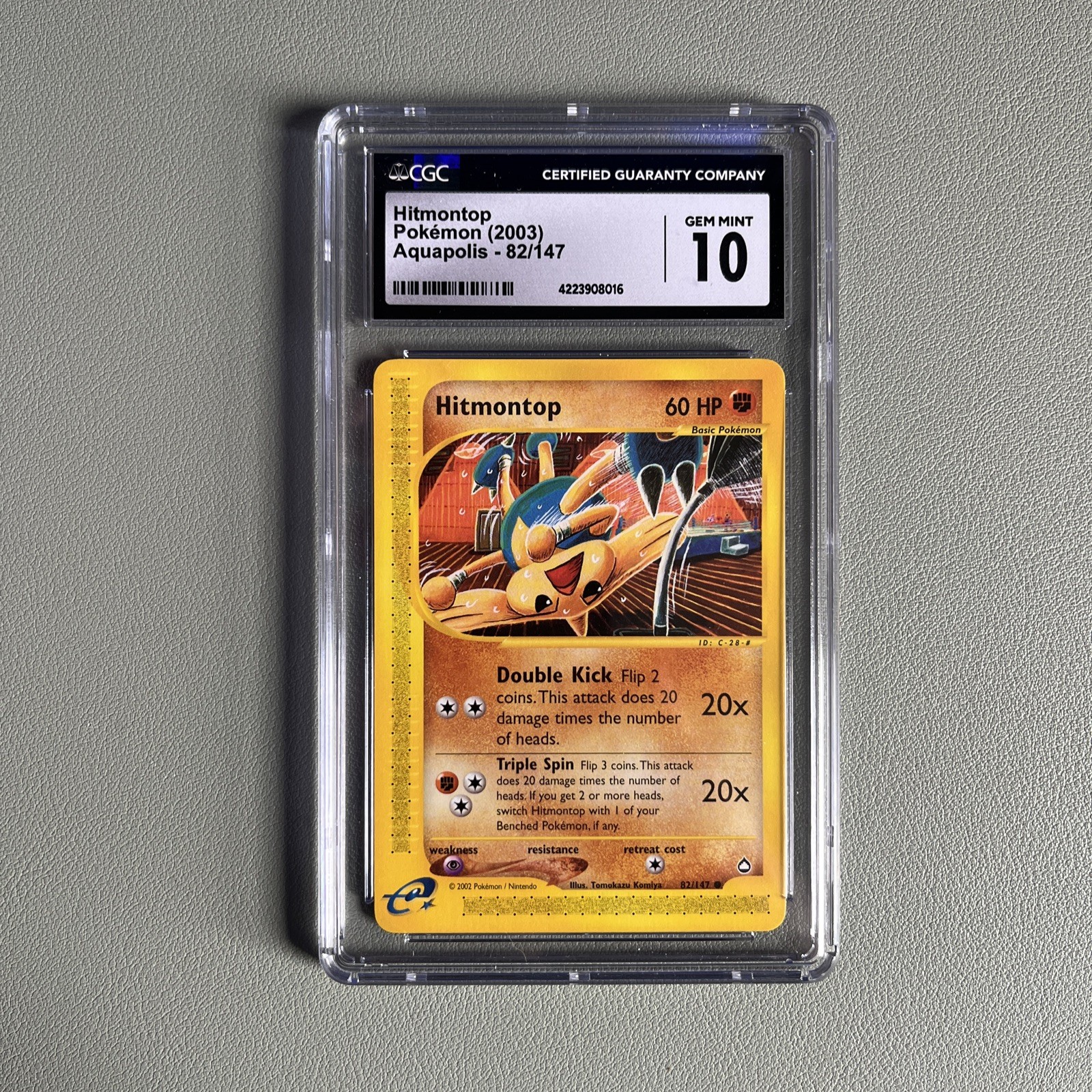 CGC 10 Gem Mint Hitmontop 82/147 Aquapolis 2003 Pokemon Card TCG