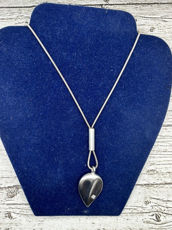 Vintage Givenchy Silvertone Reversible Leaf Necklace