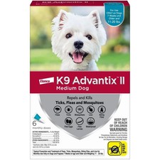 K9 Advantix II Medium Dog Flea Tick Mosquito 6 Mo Supply 20 lb