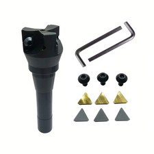 R8 Face Milling Cutter, 1" Shank Indexable, Complete Kit with TPKN1603 Inserts