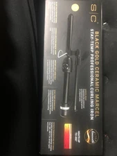StyleCraft Black Gold Ceramic Marcel Stay-Temp Professional Curling Iron 3/4