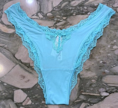 NEW Victoria Secret Dream Angels Lace Trim Brazilian Panty - Aquarius Blue - XL