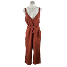 Abercrombie  Fitch Brown Sleeveless Tie Waist V Neck Wide Leg Cami Jumpsuit L