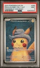 POKEMON 2023 PIKACHU/GREY FELT HAT POKEMN X VAN GOGH BLACK STAR PROMO #085 PSA 9