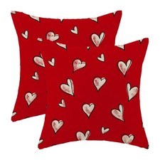 Valentines Pillow Covers 18x18 Inch Set of 2 Red Love Hearts Valentine's Day ...