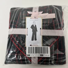 Victoria's Secret Pajama Set Long Sleeve & Flannel Pants Black & RED X Small