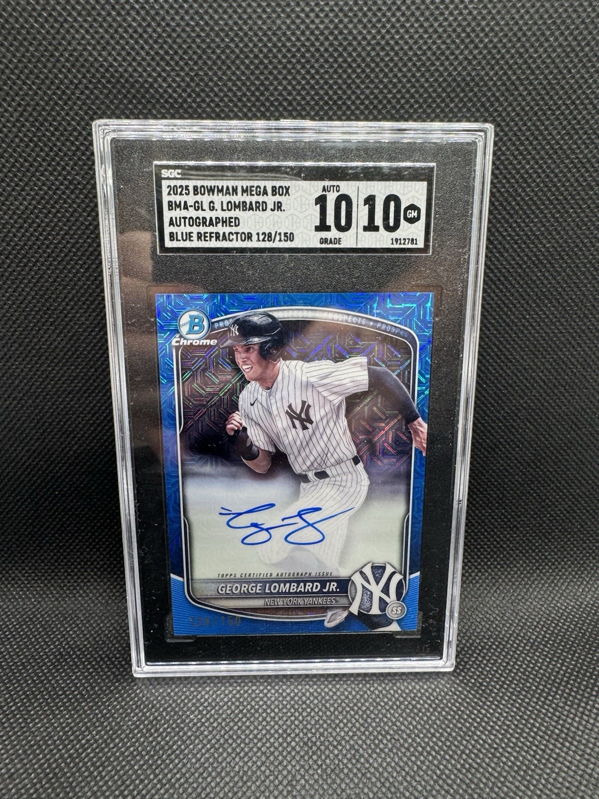 2025 Bowman Chrome Mega Box George Lombard Jr. Blue On-Card Auto /150 SGG 10/10