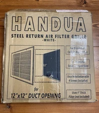12x12 Duct Opening | Steel Return Air Filter Grille Handua Hinged Door & Filter