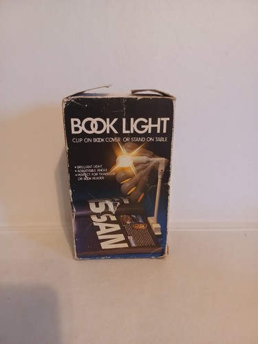 Vtg Book Light With Original Box. Tested Works Great. Clip On Or Stand On Table.