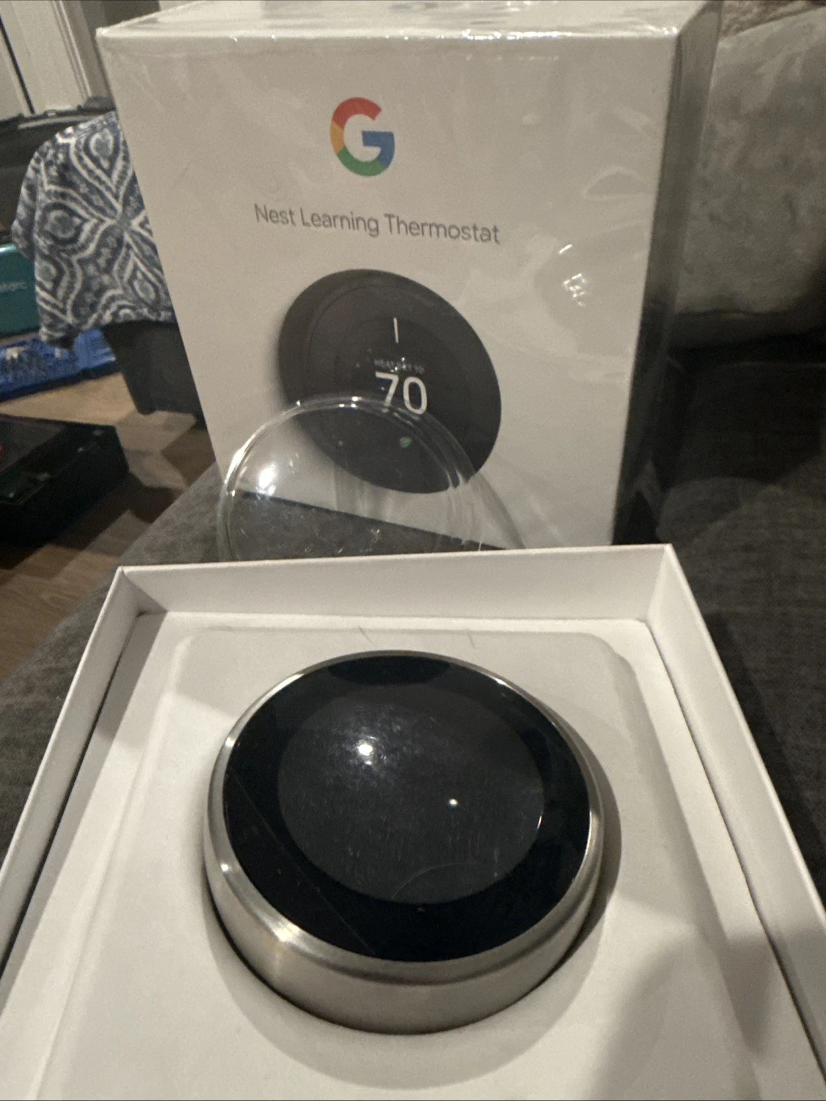 Google Nest Programmable Learning Thermostat Silver Body