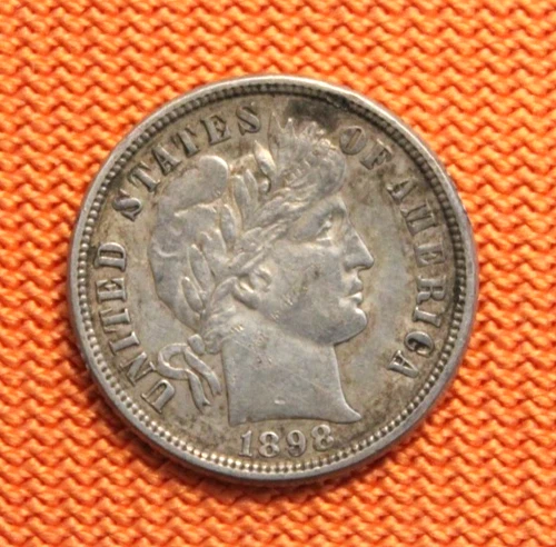 Key Date! 1898-O Barber Silver Dime, Full Liberty, 10C, 90%
