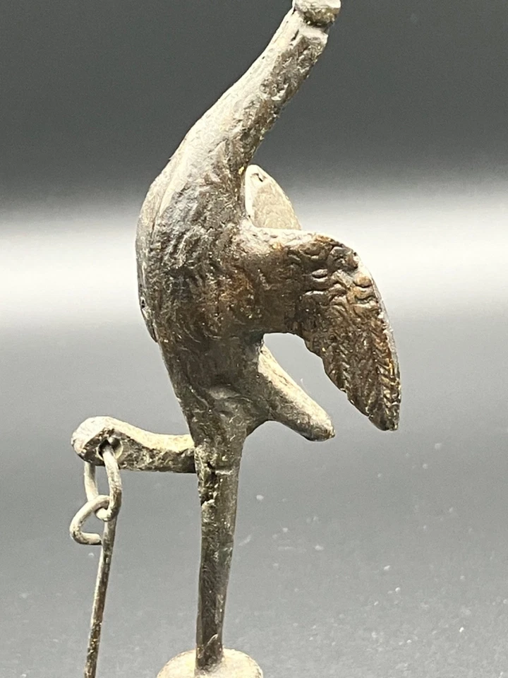 Vintage Bronze Crane Desk Bell /Heron Hand Bell - 14cms tall - Image 4 of 4