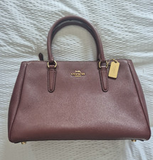 Coach Surrey Carryall Crossgrain Leather Bag - Oxblood Burgundy