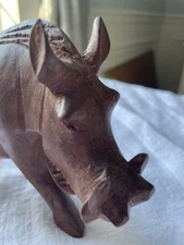 Vintage Hand Carved Warthog Wild Boar Pig Wooden Figurine Carving wood statue