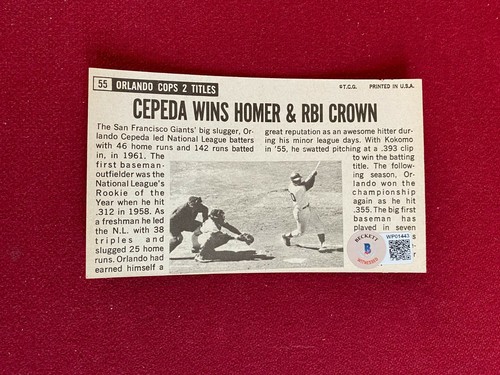 1964,Orlando Cepeda,"Autographed" (Beckett), TOPPS" Giant Card" (Scarce/Vintage) - Picture 2 of 2