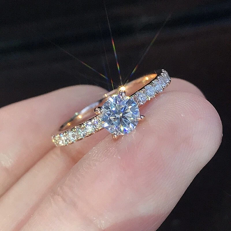 Anillo De Compromiso De Circón De Cristal Para Mujer Joyería Femenina Lujo  Boda