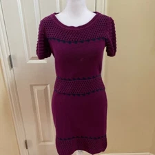 Romeo and Juliet Couture Women’s Purple and Black Knit Dress Size Medium *FLAW*