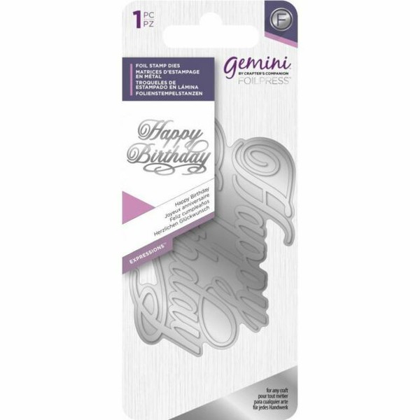 Crafters Companion Gemini Foilpress Hot Foil Stamp Die Happy Birthday Cardmaking for sale online