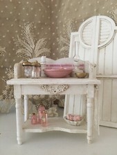 Alte Puppenstube-Puppenstubenmöbel-Frisiertisch-Waschtisch-shabby Frankreich 