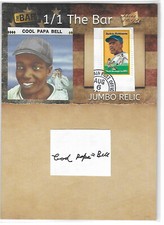 COOL PAPA BELL THE BAR Dual Jumbo Stamp Relic Masterpiece JSA Auto Autograph 1/1