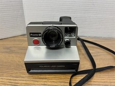 Vintage Polaroid Pronto B Land Camera, Silver and Black With Strap