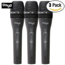 3-PACK Stagg SDM80 Professional Cardioid Dynamic Microphone w/ Protection Box