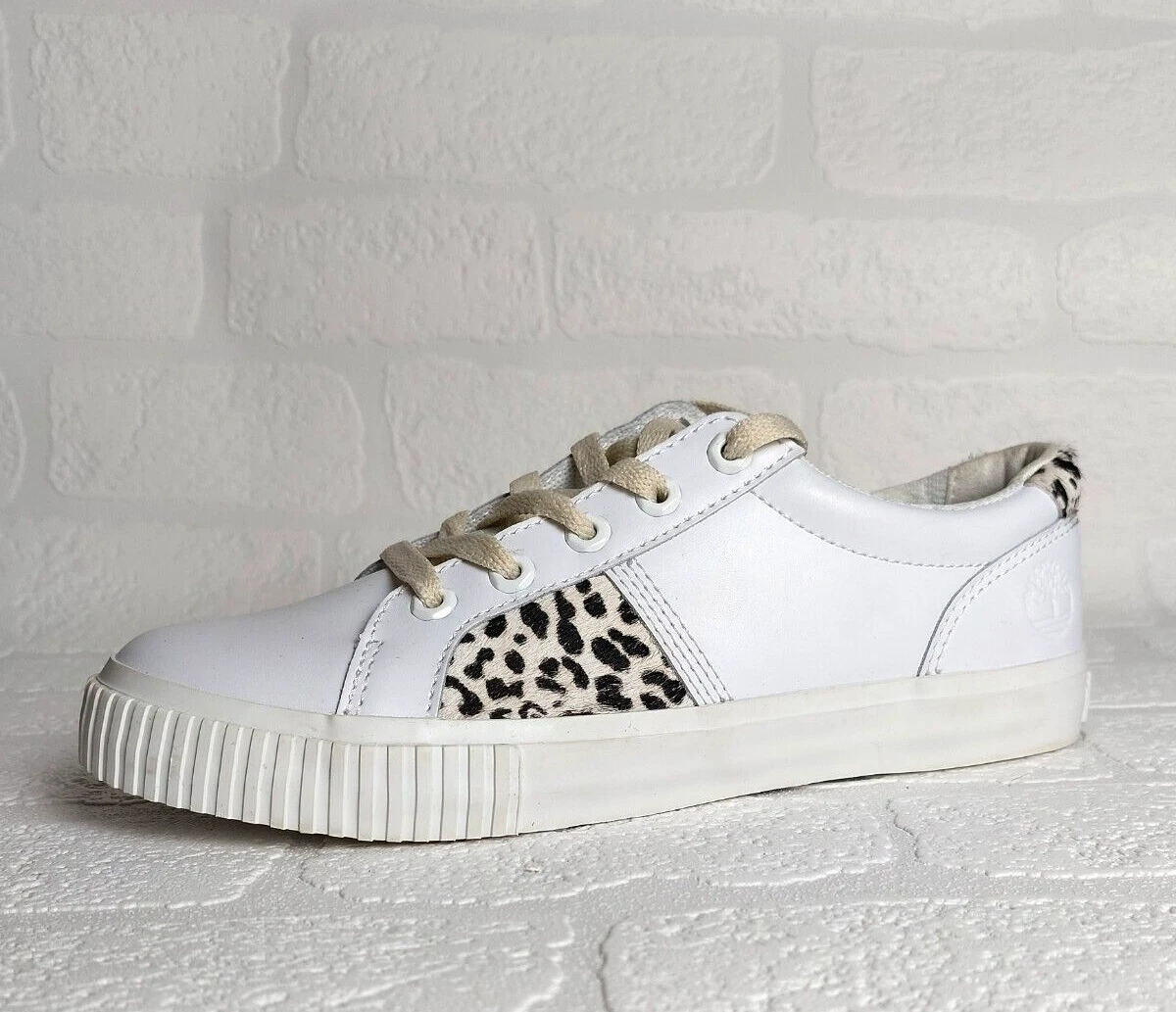 TIMBERLAND Skyla Bay Oxford Leopard White Leather Trainers Womens UK 4.5