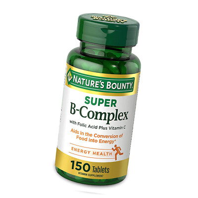 Nature's Bounty Super B-Complex with Folic Acid Plus Vitamin C 150 Tablets