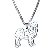 Stainless Steel Shar Pei Chinese Shar-Pei Sharpei Pet Dog Charm Pendant Necklace