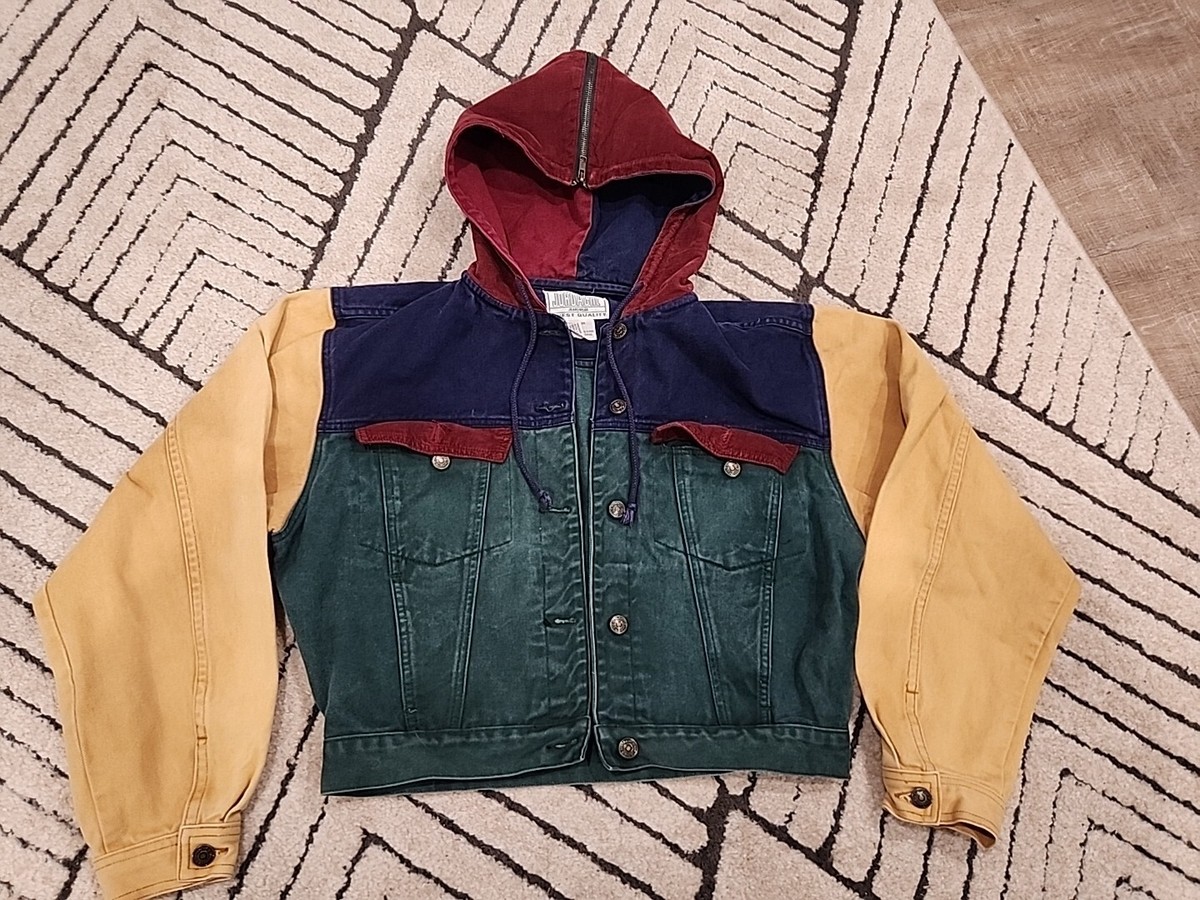 Vintage Jordache 90s Colorblock Split Hood Cropped Denim