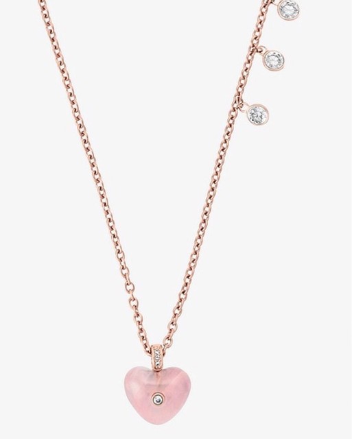 NEW AUTHENTIC MICHAEL KORS ROSE GOLD PINK HEART PENDANT NECKLACE MKJ6098791