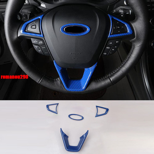 For Ford Fusion 2013-2020 Blue Carbon Fiber Look Steering Wheel Frame Trim 4pcs - Picture 1 of 9
