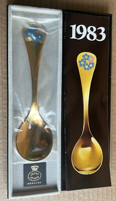 Georg Jensen Jahreslöffel 1983 vergoldetes Sterlingsilber - Vergiss mich nicht