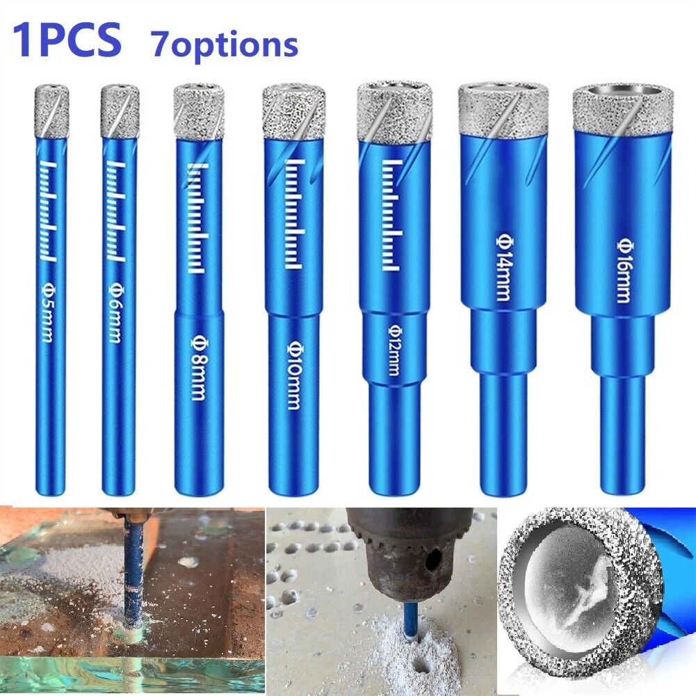 DRILAX 5 Pcs Diamond Drill Bit Set 3/8 Inch , 1/2 Inch (0.5 In), 5/8 Inch , 3/4 Inch , 1 Inch Wet Use For Tiles, Glass, Fish Tanks, Marble, Granite, Ceramic, Porcelain, Bottles, Quartz
