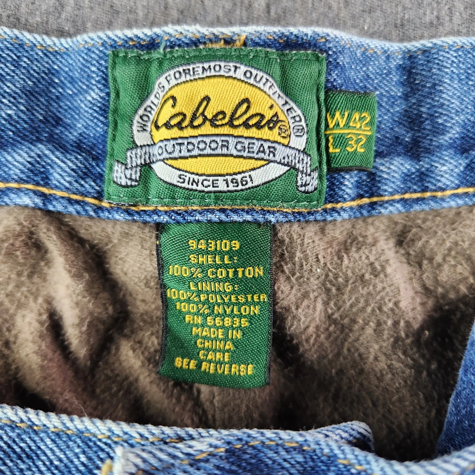 Cabela Jeans Men's Size 36x32 Blue Dark Wash Fleeced Line Heavy Duty Brush Guard - Image 2 of 4