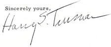 AUTOGRAPH HARRY S. TRUMAN 1970