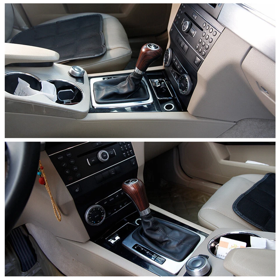 Cubierta de perilla de cambio de marchas de grano de madera melocotón para Mercedes-Benz Clase A C E GLK 2007-13 Foto 4 de 4