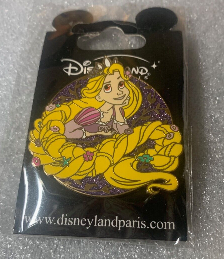 DISNEY DLRP PARIS 2010 REPUNZEL FROM TANGLED W/ FLOWERS IN HER HAIR GLITTER PIN