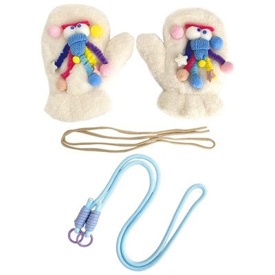 Funny Cartoon Mittens Women Winter Warm Plush Gloves Universal Lined Mittens