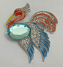 Parrot Bird Crystal Rhinestone Brooch Peacock...