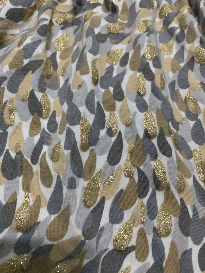 Girls 6X Gymboree Dress Gray and Gold Tear Drop Pattern Bow at Waist Dress - Image 2 of 4