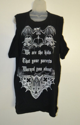 Restyle, Tshirt, Shoulder Peek, Short Sleeve, Skeleton Bat, Screened Phrase, S30