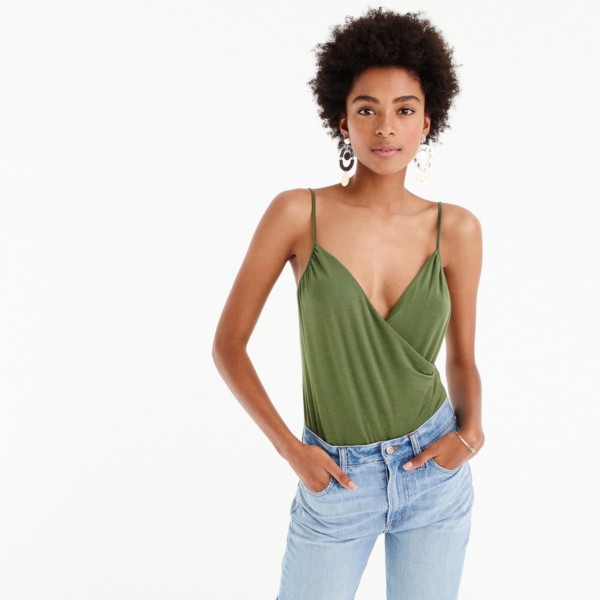 Body Cami J.Crew Drapey Wrap Noir Taille XS - Neuf Avec étiquettes, Devant Enveloppant, Bretelles Fines