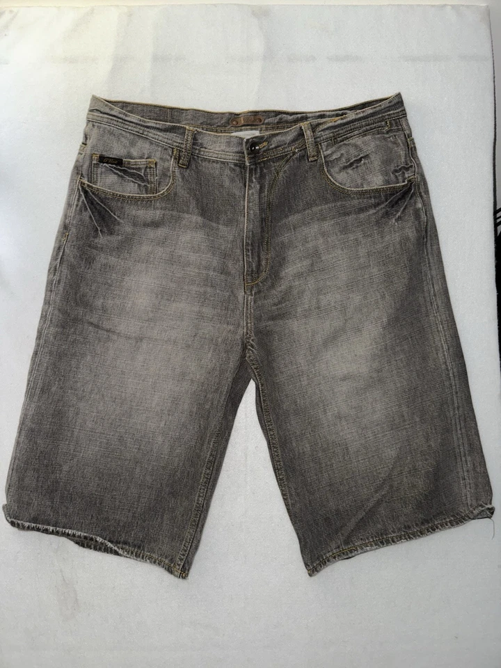 Shorts masculino vintage unidade G 40 cinza denim folgado Y2K skatista hip hop grunge - Imagem 2 de 4