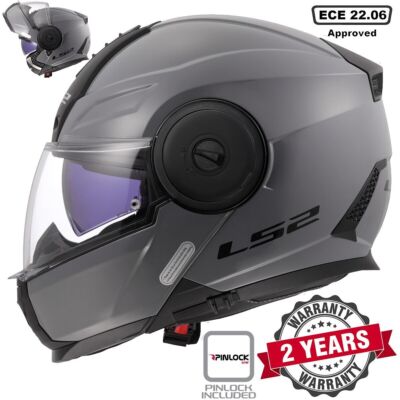 LS2 FF902 SCOPE II DUAL VISOR FLIP UP MOTORCYCLE CRASH HELMET GLOSS NARDO GREY